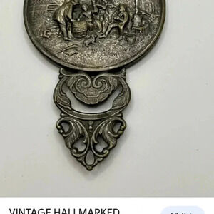 Antique Mirror Denmark made Silver Plated Hans Jensen Whale mark Repousse ..